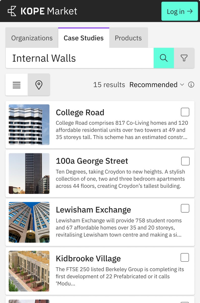 KOPE Market's mobile case-study search